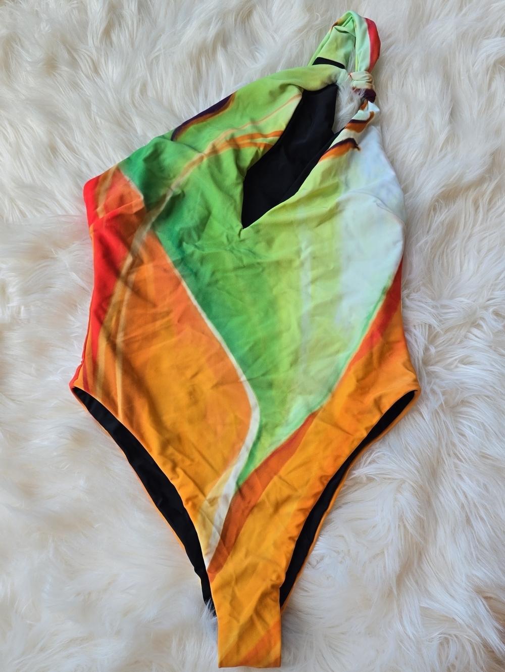 BFYNE One-Shoulder Multicolor Women's One-Piece Swimsuit SIZE M